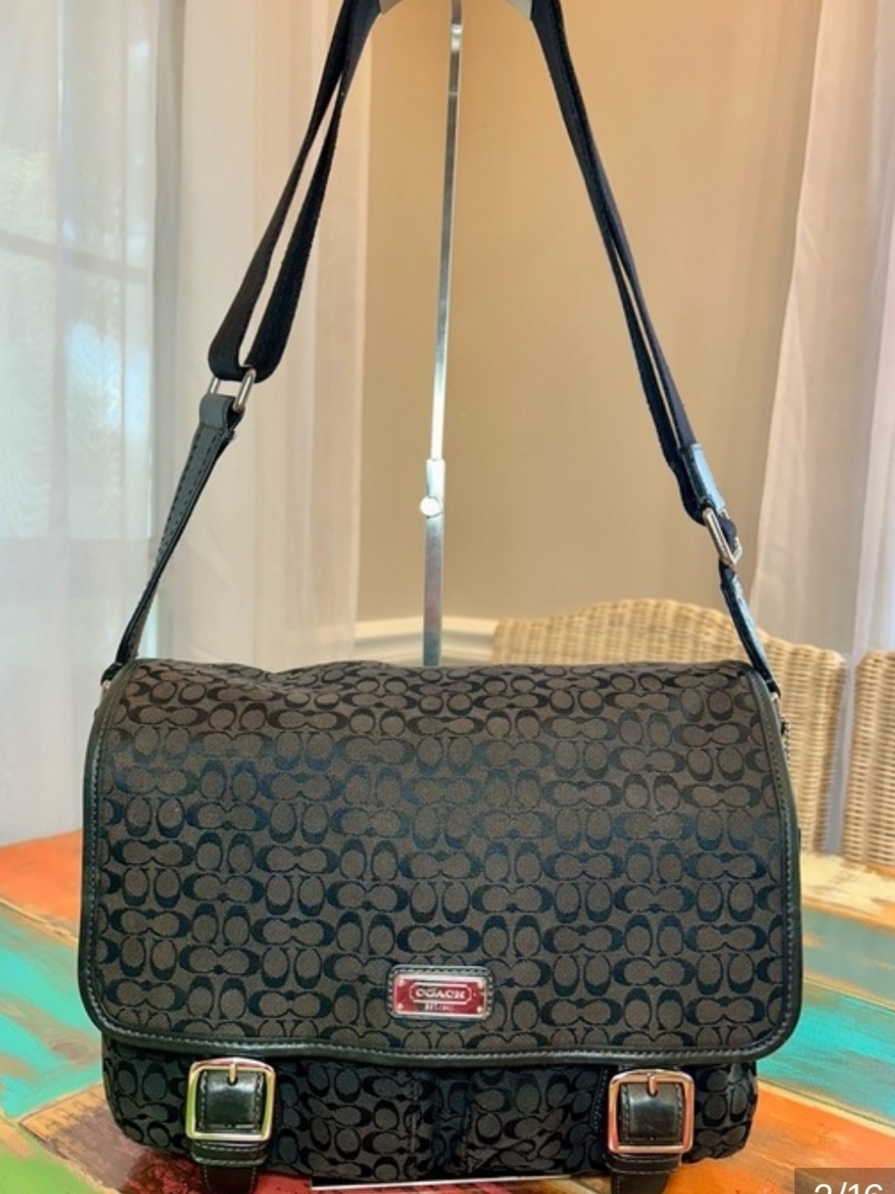 Coach Black Signature Canvas Crossbody Messenger Bag